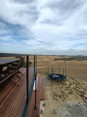 Terasse acier + garde-corps filin inox